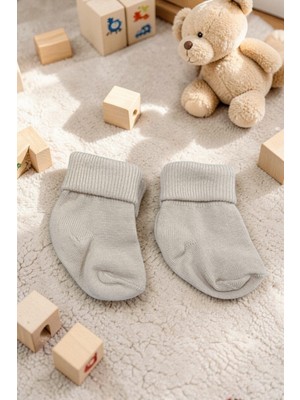 Amelio Kids Amélio Kids Sütlü Kahve Organik Pamuk Katlamalı Unisex Yenidoğan Soket Çorap