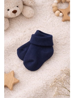 Amelio Kids Amélio Kids Lacivert Organik Pamuk Katlamalı Unisex Yenidoğan Soket Çorap