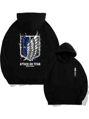 BarsDepo Attack Oh Tıtan Baskılı Hoodie Sweatshirt %100 Pamuk | Supriz Hediyeli