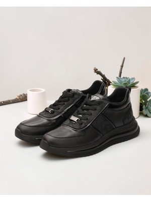 Marcomen 24176 Hakiki Deri Siyah Sneaker Günlük Ayakkabı