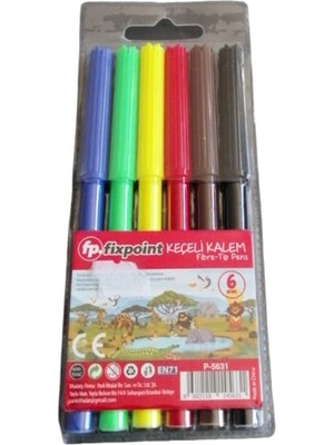 Fixpoint Keçeli Kalem 6 Renk Fibre-Tip Pens P-5631 Keçe Uçlu Kalem Seti