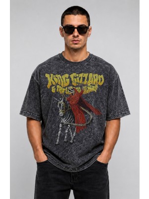 Fuddy Moda Unisex Oversize King Gizzard And The Lizard Wizard Baskılı Yıkamalı Rock Band Tişört