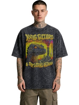 Fuddy Moda Unisex Oversize Rock Band King Gizzard And The Lizard Wizard Baskılı Yıkamalı Tişört