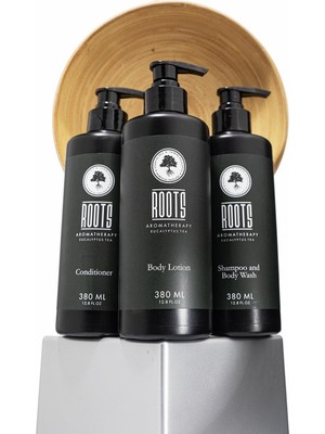 Roots Shampoo And Body Wash 380 ml + Conditioner 380 ml + Body Lotion 380 ml