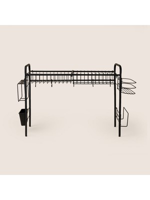 Suntel Evye Üstü Metal Bulaşıklık ve Mutfak Organizeri - Siyah - 36X71X48 cm