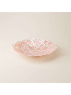 Matmel Deco Mercan Dekoratif Tabak - Beyaz / Pembe -  40 cm