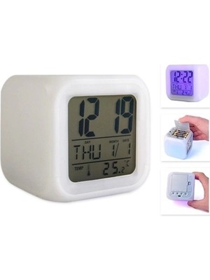 Renk Değiştiren Dijital Alarm Küp Saat ( Lisinya )
