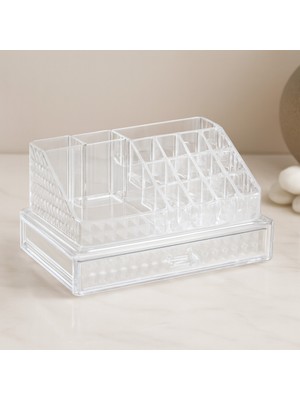 Dorasan Tek Çekmeceli 16 Bölmeli Şeffaf Makyaj ve Takı Organizeri 23.3X13.5X11.5 cm