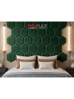 Winflex  40X50CM Altıgen Kumaş Kaplı Akustik Panel(1 Adet) Yeşil