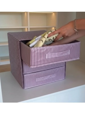 Çok Amaçlı 3 Bölmeli Organizer - Çekmece Içi Çorap Çamaşır ve Ofis Masaüstü Düzenleyici Kutu ( Lisinya )