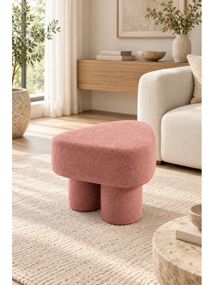Mefaks Tekstil 3 Ayak Boru Formlu Üçgen Puf Bukle Kumaş Pembe