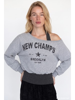 Quzu Halter Garnili Baskılı Sweatshirt Grimelanj