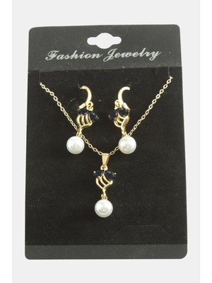 Fantastik Store Çiçek Inci Zirkon Taşlı Set Kolye