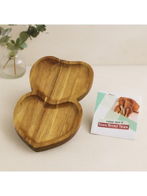 Dorasan Akasya Kalpli 2 Bölmeli Ahşap Servis Tepsisi 25X14X1.4 cm