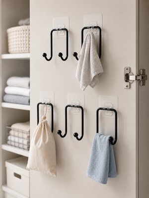 5'li Yapışkanlı Askı Seti Mutfak Banyo ve Ev Için Çok Amaçlı Askılık - Lisinya
