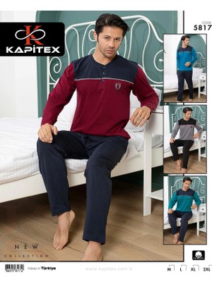 Kapitex 5817 Erkek Uzun Kol Düğme Yaka Pijama Takımı