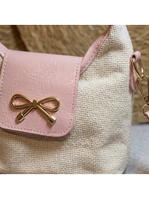 Fiyonk Detaylı Çanta Pembe - Krem - Lisinya