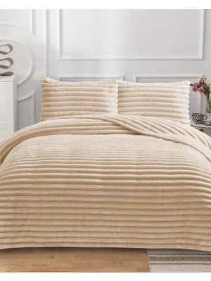 Aesco Serra Rabit Çift Kişilik Yatak Örtüsü Seti 230X250CM - Wellsoft 2 Yastıklı Lüks Yumuşak Dokulu - Bej