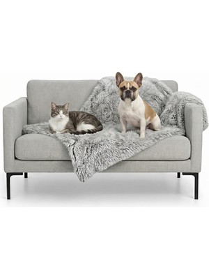 Aesco Furhaven Köpek Örtüsü, Su Geçirmez, Sakinleştirici, Pelüş, Uzun, Suni Kürk ve Kadife, Yıkanabilir, Sis Grisi, Beden M