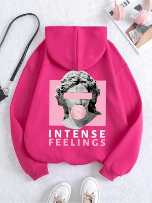 Aesco Tarzsokak Unisex Kadın/erkek Harajuka Sokakt Yazılı Grafik Sweat, Sıcak Pembe, S