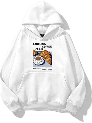 Aesco Tarzsokak Unisex Morning Coffee Club Sweatshirt Beyaz, Beyaz-46, L