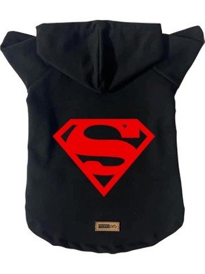 Aesco Monopetz Kapişonlu Sweatshirt Köpek ve Kedi Kıyafeti & Elbisesi - Siyah Superman Xs Beden
