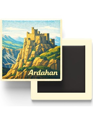 Aesco Ardahan - Şeytan Kalesi - Baskılı Buzdolap Magneti Kare - 9x9 cm