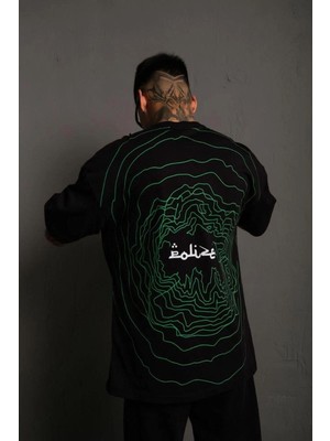 Fantastik Store Erkek Kısa Kol Yazlık Tişört Bisiklet Yaka Baskılı Oversize T-Shirt - Siyah