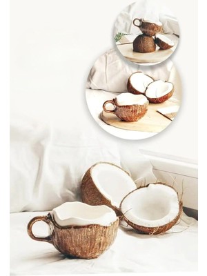 Aesco Arvale El Yapımı Coconut Kupa 350 ml Estetik Kahve Fincanı (2, 350, Mililitre)