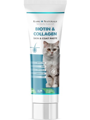 Aesco Kahu Naturals Biyotin & Kolajen Deri ve Tüy Sağlığı Kedi Maltı, Spirulina Içerikli, Tüy Dökülme Karşıtı 100 ml