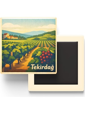 Aesco Tekirdağ - Üzüm Bağları - Baskılı Buzdolap Magneti Kare - 9x9 cm