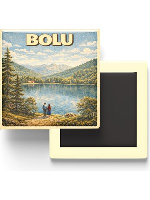 Aesco Buzdolap Magneti - Türkiye - Bolu - Retro Tema - 9x9 cm