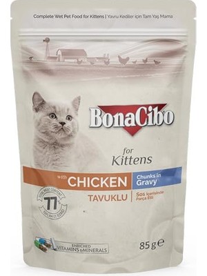 Aesco Soslu Tavuklu Pouch Yavru Kedi Yaş Maması 85 gr x 12 Adet