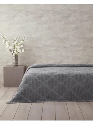 Aesco English Home Fiona Pamuklu Waffle Çift Kişilik Pike Koyu Gri