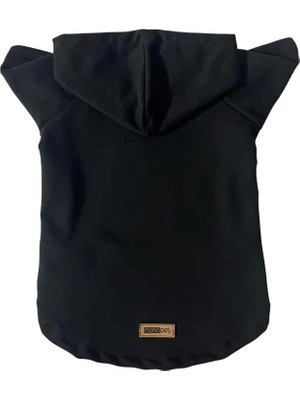 Aesco Monopetz Kapişonlu Sweatshirt Köpek ve Kedi Kıyafeti & Elbisesi - Düz Siyah M Beden