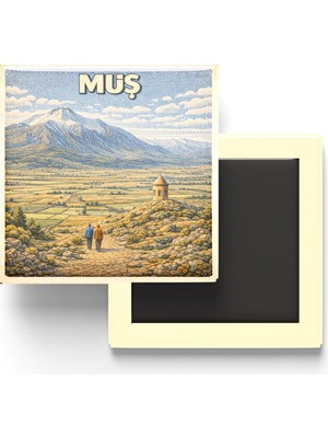Aesco Buzdolap Magneti - Türkiye - Muş - Retro Tema - 9x9 cm