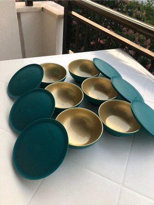 Aesco Tupperware Berrak Kase 6 Lı (Zümrüt Yeşili Gold)