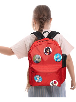 Aesco Perlotus Anime Karakter Temalı Spor Okul Çocuk Çantası Kırmızı
