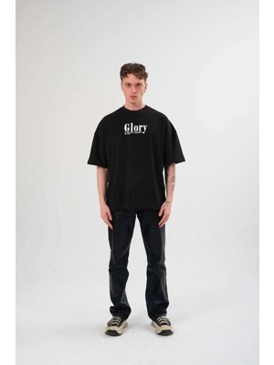 Fantastik Store Erkek Kısa Kol Yazlık Tişört Bisiklet Yaka Baskılı Oversize T-Shirt -  Siyah