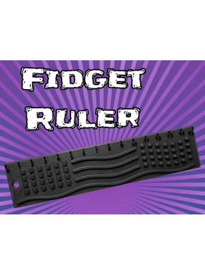 3D Baskı Dokunsal Fidget Cetveli - Kabartmalı Stres ve Odaklanma Oyuncağı - Siyah