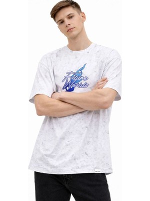Fantastik Store Erkek Asit Yıkamalı Oversize Tişört Bisiklet Yaka Kısa Kol T-Shirt - Beyaz
