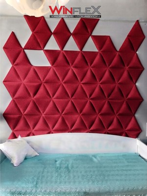 Winflex Üçgen Kumaş Kaplı Akustik Panel (40X50 cm - 1 Adet) Kırmızı