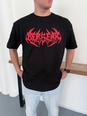 Fantastik Store Erkek Kısa Kol Yazlık Tişört Bisiklet Yaka Baskılı Oversize T-Shirt - Siyah