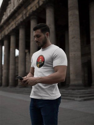 Fantastik Store Erkek Kısa Kol Yazlık Tişört Bisiklet Yaka Baskılı Oversize T-Shirt - Beyaz