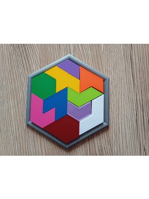 3D Baskı Altıgen Tangram Puzzle - Renkli Zeka ve Eşleştirme Oyunu