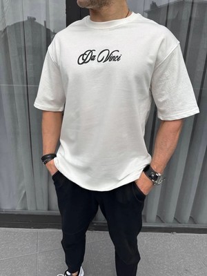 Fantastik Store Erkek Baskılı T-Shirt Kısa Kol Bisiklet Yaka Regular Fit Rahat Kalıp Günlük Tişört - Beyaz