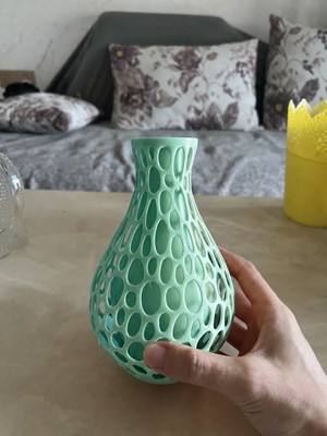 Ulu Pazarlama 3D Baskı Petek Dokulu Vazo - Delikli Dekoratif Vazo-Mint