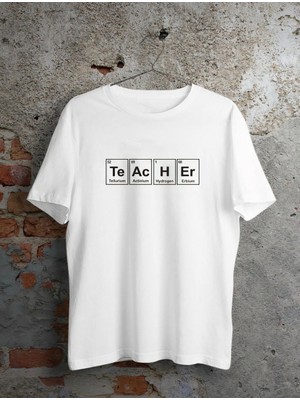 Fantastik Store 24 Kasım Kimya Öğretmeni Hediyesi Baskılı Bisiklet Yaka T-Shirt - Beyaz
