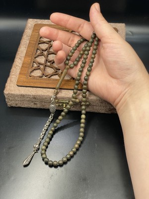 Linea Craft Lineacraft Alpaka Zincir Püsküllü 99'luk Küre Kesim Kokulu Yeşil Pelesenk Ağacı Tesbih