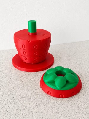 3D Baskı Çilek Şeklinde Sayı Sıralama Kulesi - Numaralı Halka Bindirme Oyuncağı, Ince Motor Beceri Seti